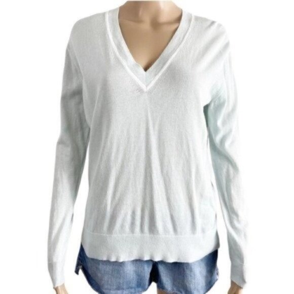 J.CREW V-neck sweater summer weight seafoam green size Small style G1293 - Picture 1 of 7